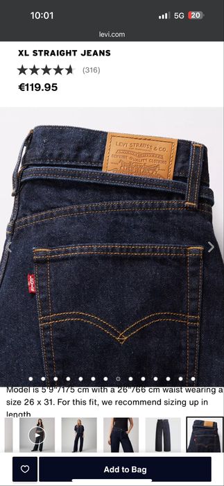 Дънки LEVIS; модел XL straight; размер 28