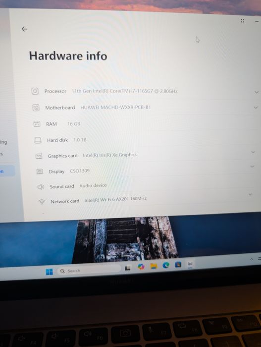 Laptop Huawei Matebook X Pro i7 11th , 16gb , 1tb ssd touchscreen