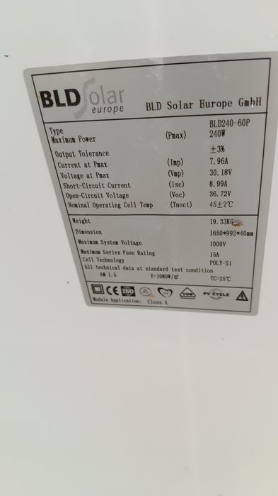 Panouri fotovoltaice 240 w BLD Solar