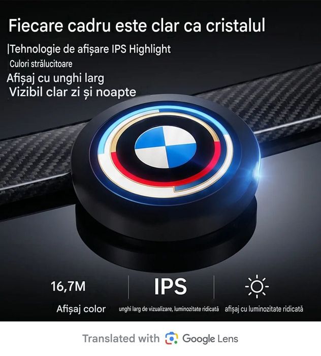 Emblema LED Smart BMW - Ecran IPS Personalizabil prin Aplicatie 82mm
