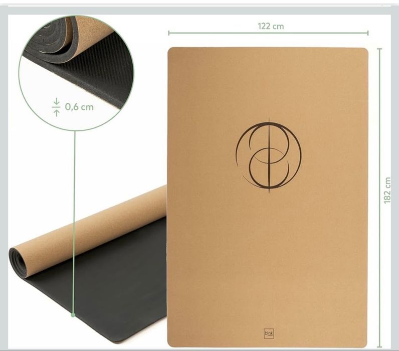 Saltea BLNK Healthcare Yoga Mat Cork XXL. Yoga & Fitness din Plută Naturală – 182 × 122 cm, 6 mm