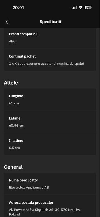 Kit suprapunere AEG NOU!