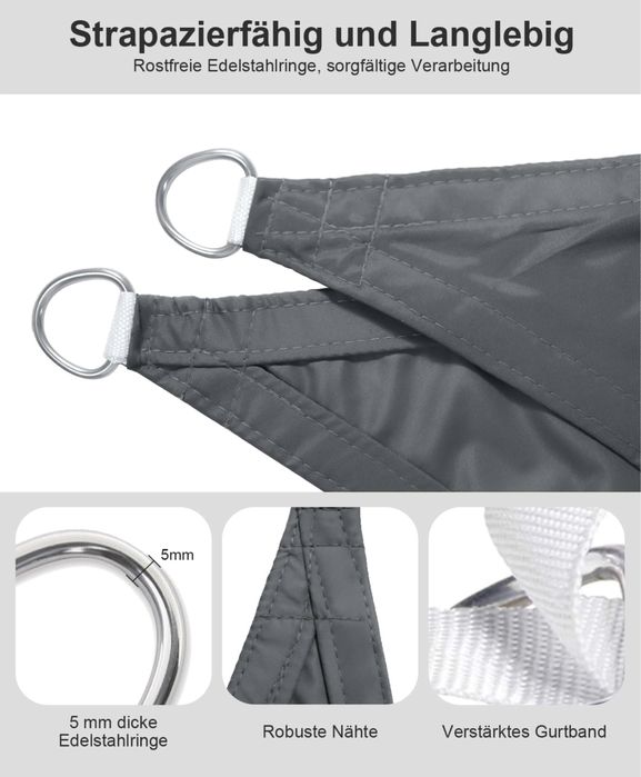 Триъгълна сива тента 5метра