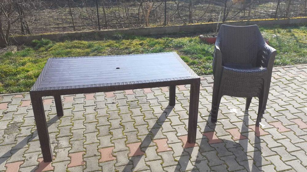 Set masă + 5 scaune terasa/grădină – răchită, Dedeman, Infinity Critex