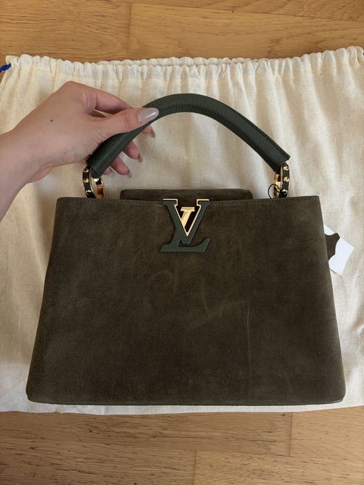 Зелена чанта Louis Vutton Capucines BB (suede)