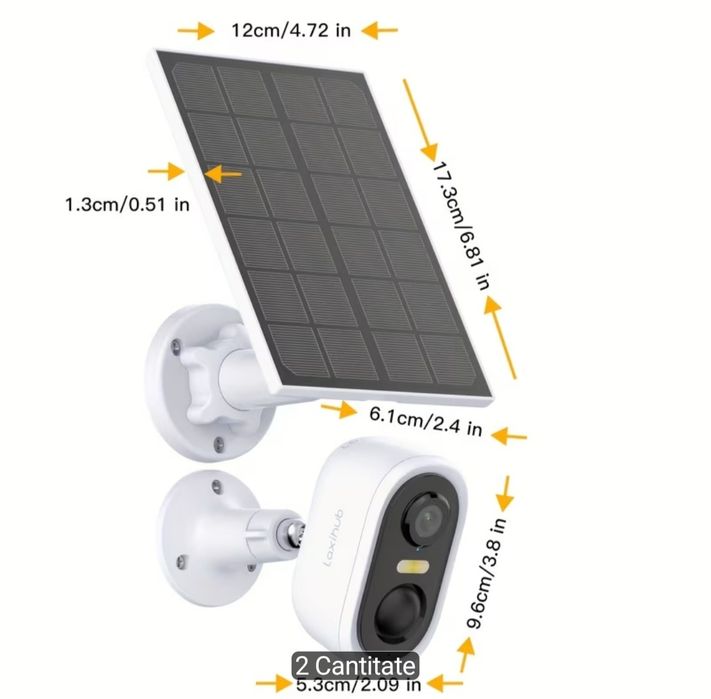 Set 3 camere video cu panou solar Laxinhub