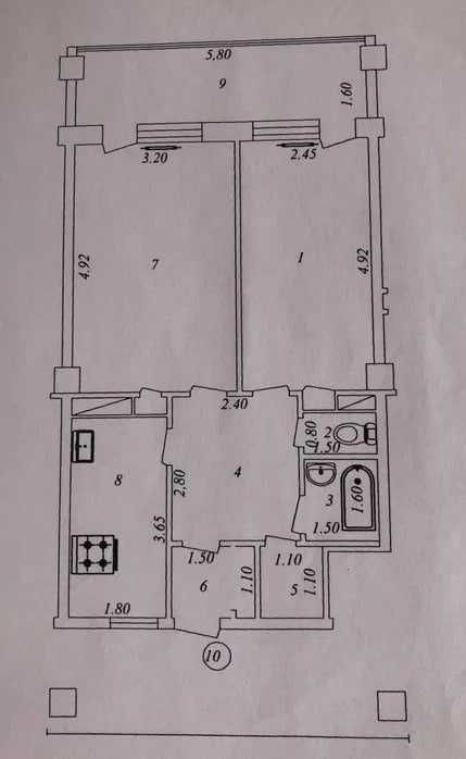 2-комнатная квартира в Ц-4 | 57 м² | 3/9 | Ориентир Toyota Center