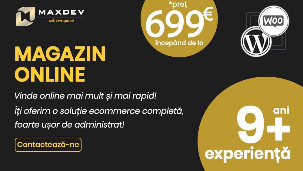 Creare Site Web, Realizare Magazin Online, SEO, Promovare, de la 399€