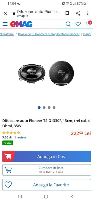 Player Auto Pioneer FH-X730BT Boxe 3 cai TS-G1330F
