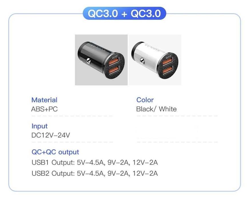 2V - 24V QC3.0 PD 48W зарядно за кола за телефон