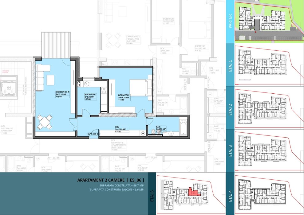 Vand 2 camere decomandate Complex Luxury Tiglina