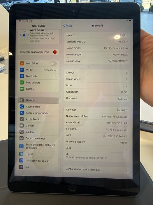 iPad 7 10.2” 32GB Cellular + tastatură