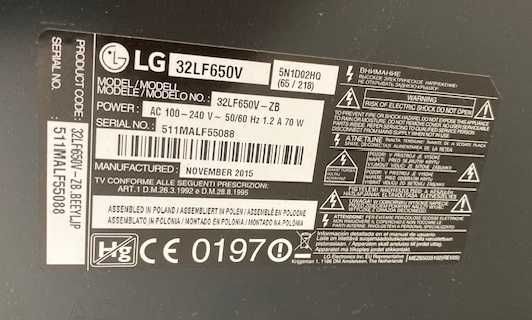 Продавам цветен телевизор Smart-LED LG-32LF650V