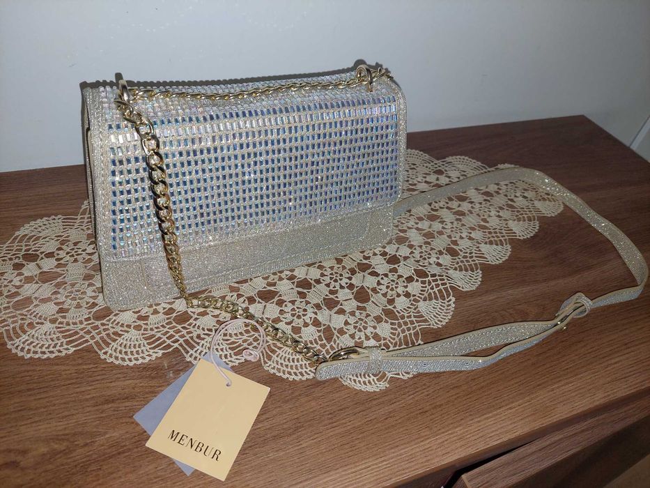 Официална златиста чанта Menubar, малка 23*14*6 см