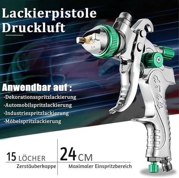 Kit pistol pulverizator vopsea HVLP cu 3 duze - 1,4 1,7 și 2,0 mm