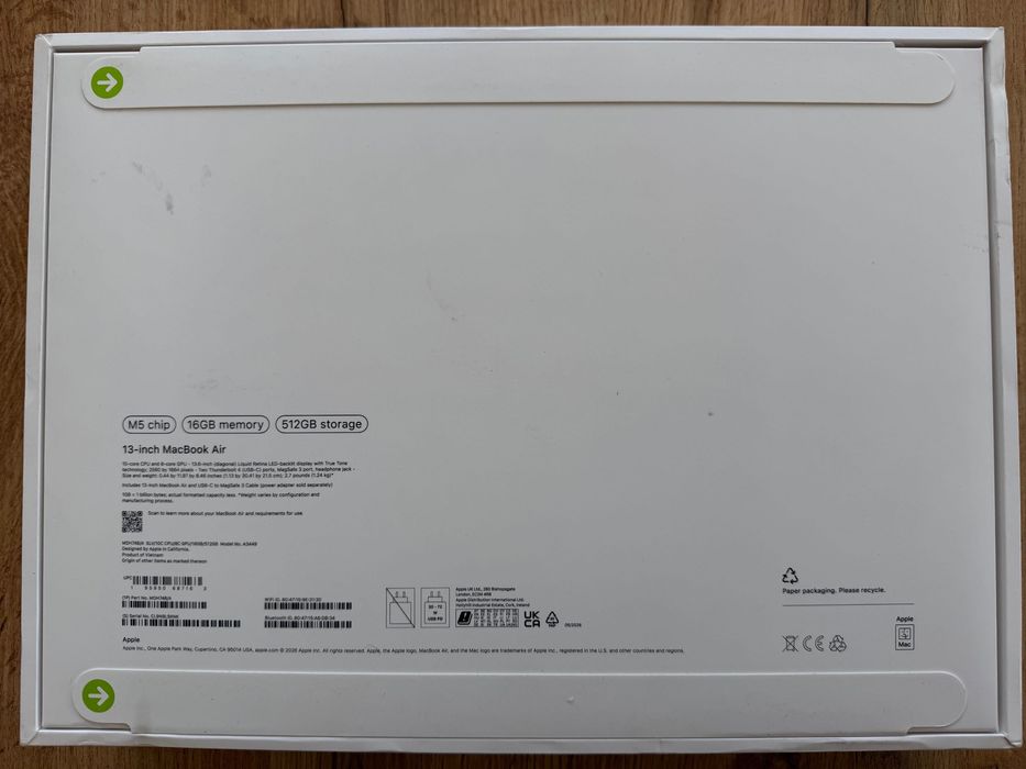 ЧИСТО НОВИ MacBook Air 13" M5 Chip 10-CPU, 8-GPU, 16GB RAM, 512GB SSD