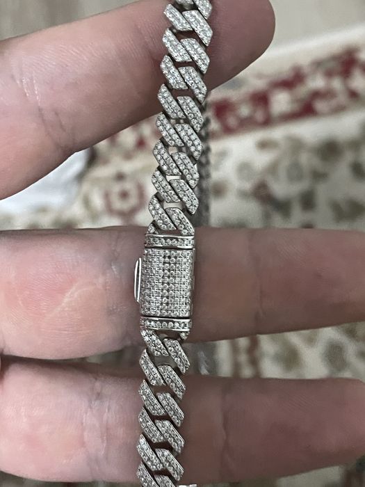 Lant cuban, Argint 925 cu Moissanite original