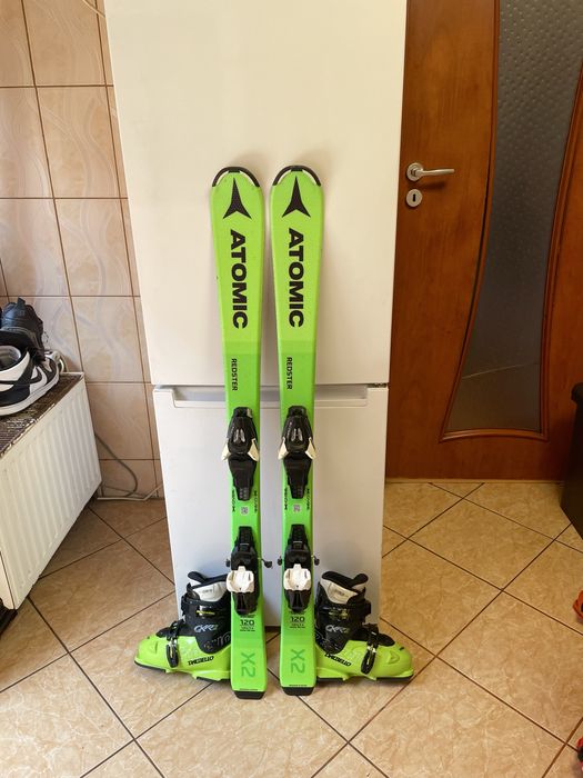 Schiuri copii 120 cm atomic  j2 cu clapari set skiuri