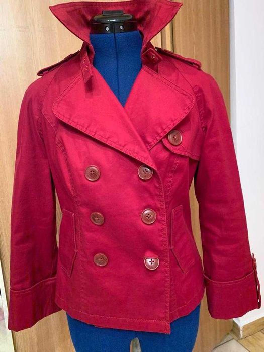 Sacou/haina scurta C&A rosu-grena versatila mar S/M NU Zara Mango H&M