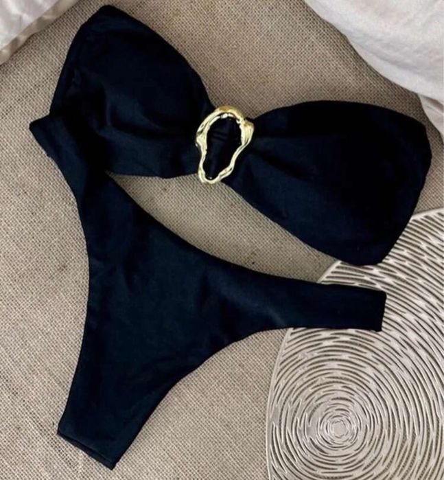 Чисто нов бански в жълто, черно, бяло, розово