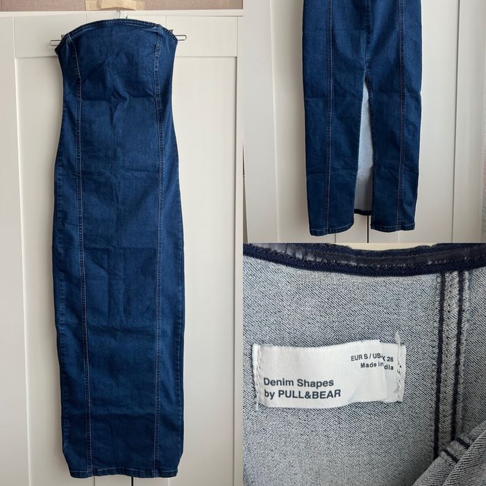 Дълга дънкова рокля Pull and Bear