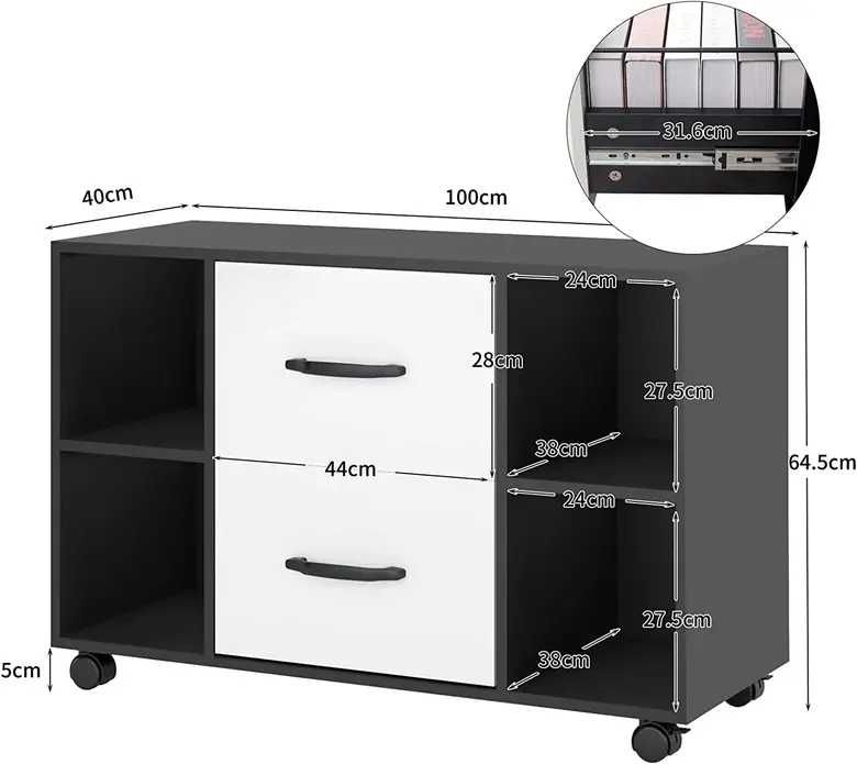 Офис шкаф с две чекмеджета - CXWL-FC08BW