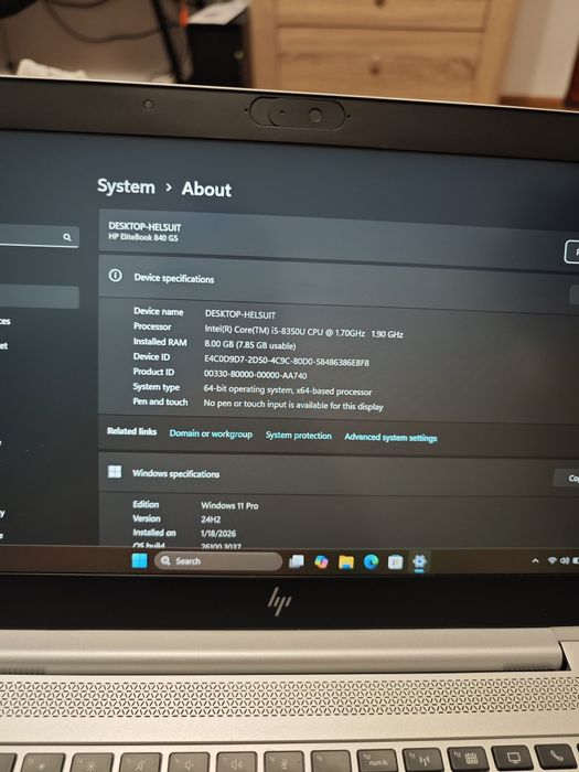 HP EliteBook 840 G5 – Intel i5 Gen 8 / 8GB RAM / 256GB SSD
