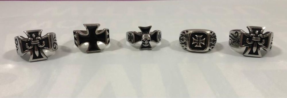 Inele rock/moto/argint si otel inoxidabil