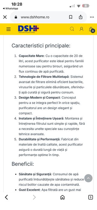 Filtru de apa cu purificator
