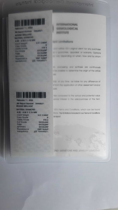 Diamant NATURAL 0.31ct D-VVS2 - Certificat IGI (Investiție/Inel)