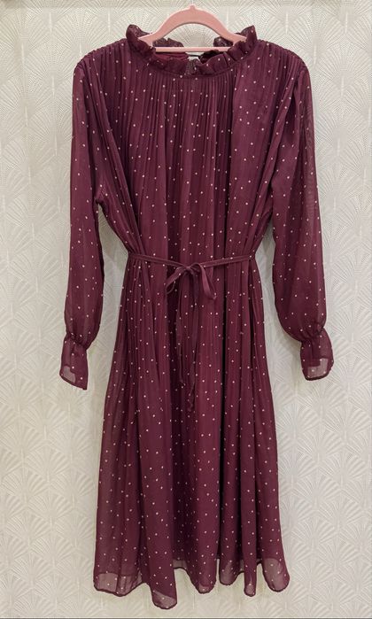 Платья горошек бордовый