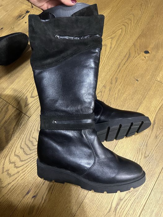 Cizme lungi din piele nautala imblanite