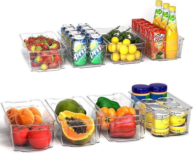 Set de 8 organizatoare pentru frigider, plastic, transparent