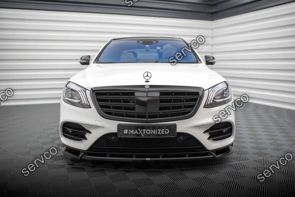 Prelungire splitter lip bara fata Mercedes S Class W222 pachet AMG Line Facelift 2017-2020 v4 - Maxton Design