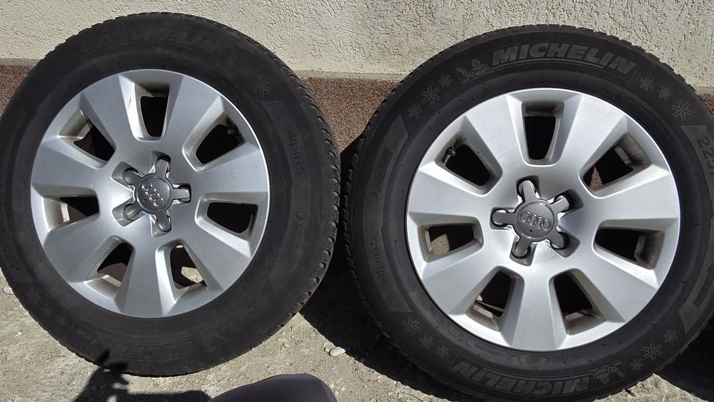 VÂND Set Complet Jante Originale Audi + Anvelope Iarnă Michelin Alpin — 225/60 R16