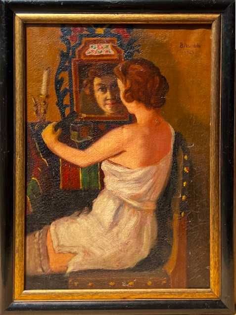 Școala maghiară-INTERESANT! TABL0U f VECHI, 100 ani, ule-pnz, 60cu47Cm