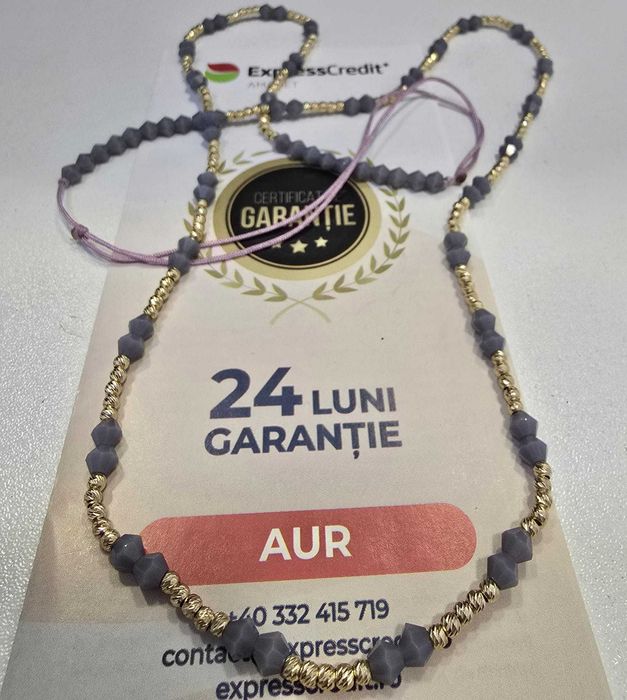 Colier cu snur si bilute de aur (AG32 B27110.2) 2 ANI GARANTIE!