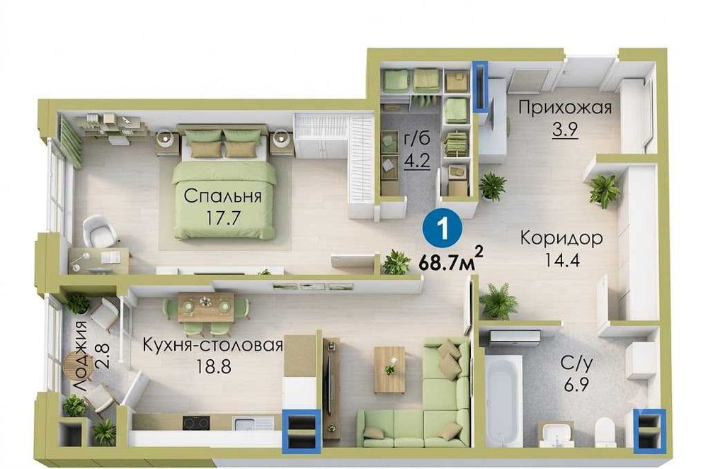 2-комн. 68м² в NRG Maftun Makon. Кадастр. Скидка 35%! Ипотека (S)