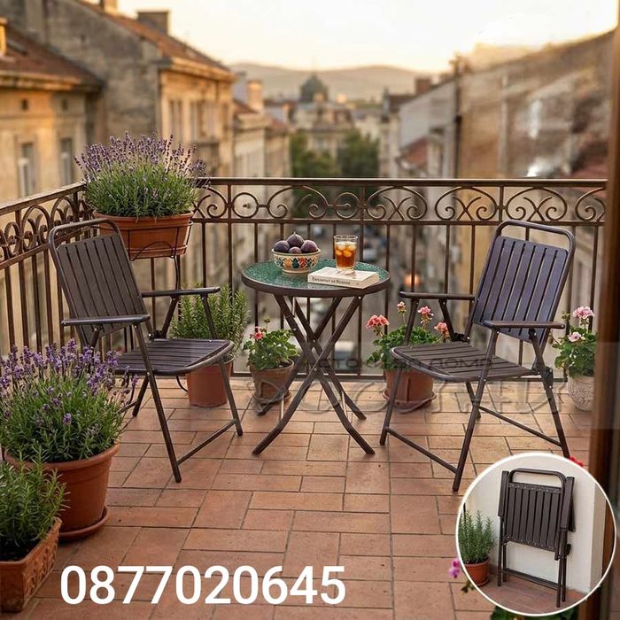 Сгъваем градински стол – метал и пластмаса – черен 55×55×90