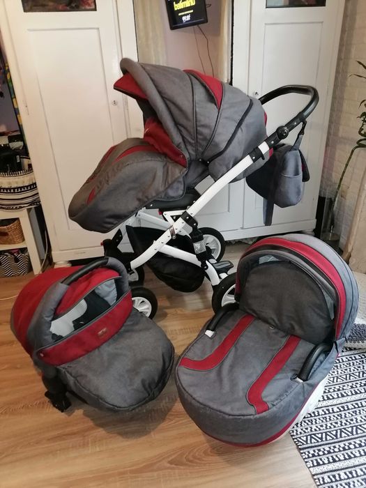 Комбинирана бебешка количка 3в1 Lorelli Mia, Red and Black
