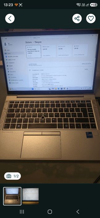 Laptop HP 850 G8, display touchscreen, i5-1145G7, ram 16gb, ssd 256gb