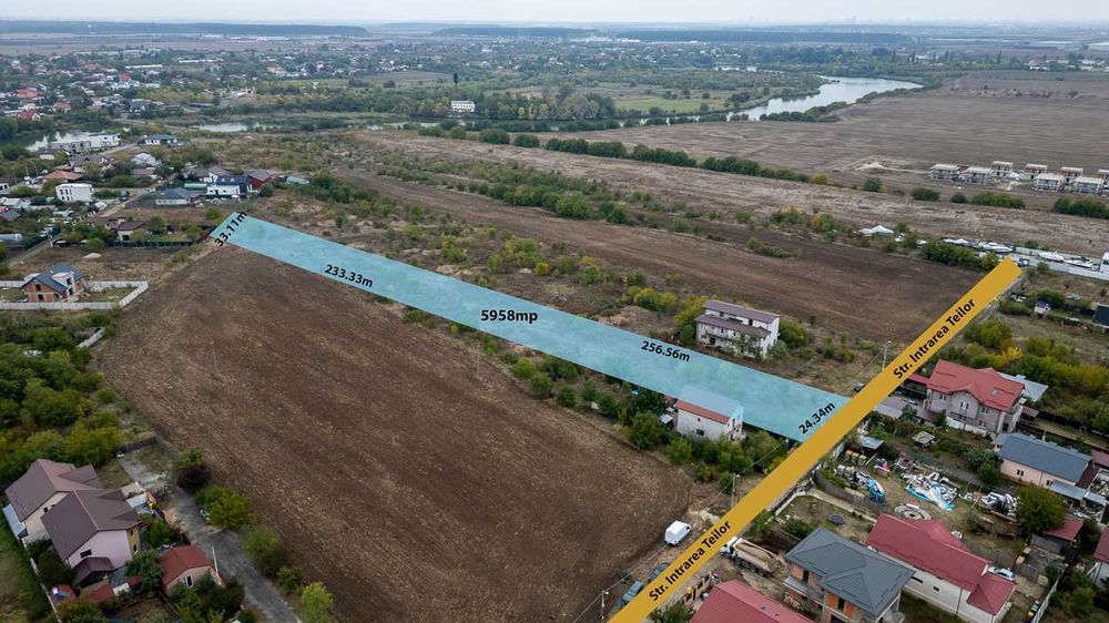 BUFTEA - FLAMANZENI,Teren Intravilan  5958 MP,Deschidere 24 M,Toate UTILITATILE,URGENT!!!
