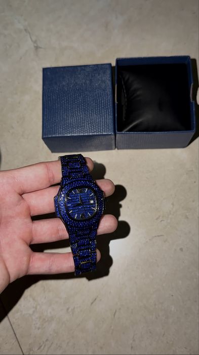 Ceas cu diamante / iced out / ceas cu cristale / safire albastre patek