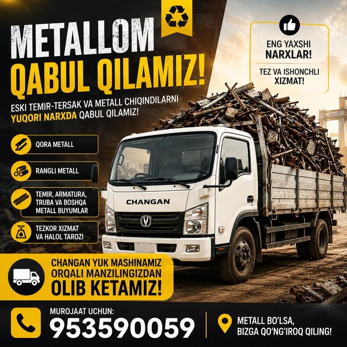 Металлом Оламиз/ Metallolom har xil 
metalom olamiz 
Toshkent boʻylab