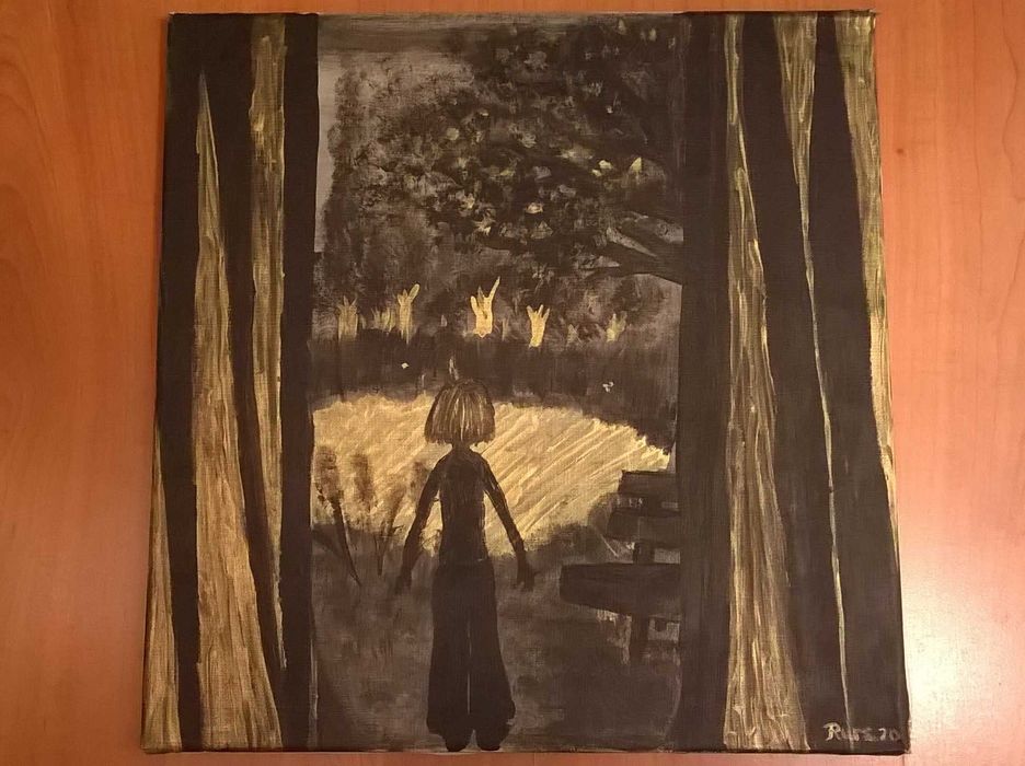 Gothic Art * tablou modernist abstract deviant art semnat 50x50 ulei panza colectie