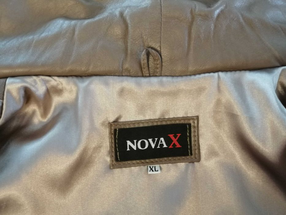 Geaca / jacheta piele XL, noua, culoare taupe