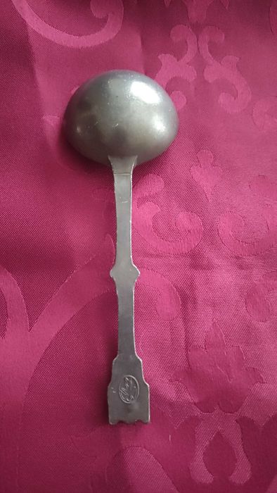 Старинни немски калаени лъжици с маркировка комплект от 6 бр.