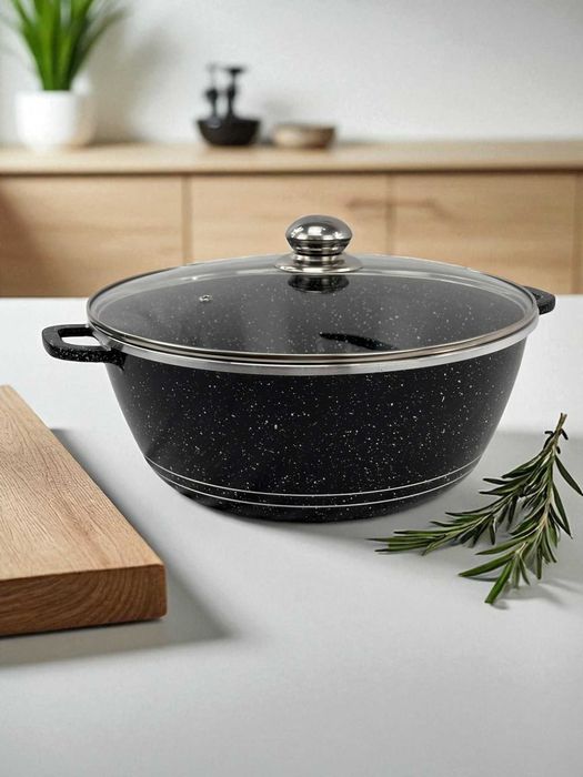 Набор кухонной посуды, антипригарные казаны со стеклянной крышкой