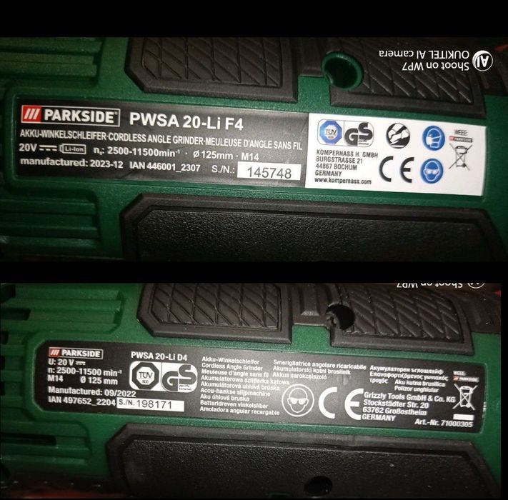 Parkside flex D4 F4 polidisc polizor pe baterie 20V 4A 8A incarcator