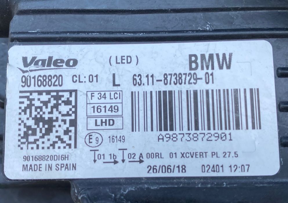 Фар far ляв фарове за Бмв 3 Гт Ф34 фейс Bmw 3GT F34  LCI